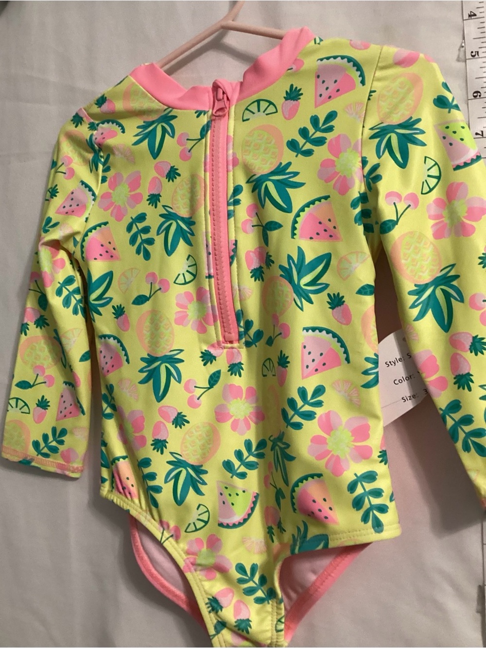 NWT Shelloha Girls Long-Sleeve Watermelon Floral Swim Suit